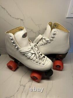 Riedell 111 Roller Skates Outdoor White w Orange Zen Wheels Women's Size 8