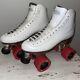 Riedell 120 Celebrity Roller Skates White Leather Pure Radar Wheels Size 7