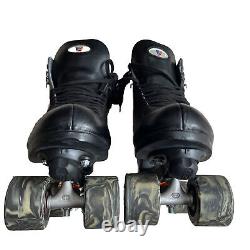 Riedell 120 Roller Skates Black Roller D Men's Sz 11 Leather. GT50 Rock Wheels