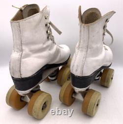 Riedell 120 Roller Skates White Leather Size 4 Silver Shadow Wheels Sure-Grip