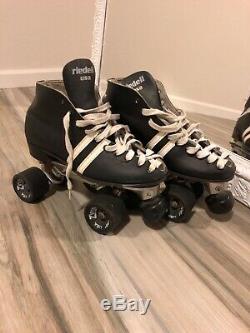 Riedell 122 Black Leather Suregrip Roller Skates Mens Size 7, Womens size 8.5