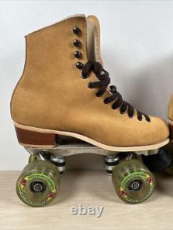 Riedell 130L Roller Skates Tan Suede Leather Size 7 Route G2 Kryptonics Wheels