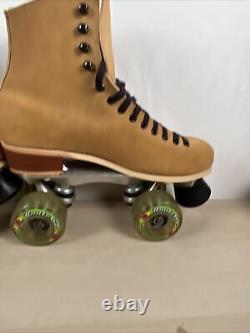 Riedell 130L Roller Skates Tan Suede Leather Size 7 Route G2 Kryptonics Wheels