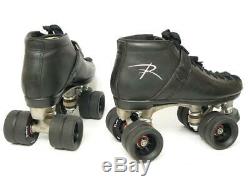 Riedell 165 Vixen Black Leather Speed Roller Derby Skates Men's 7 L@@K