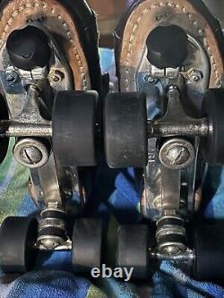 Riedell 166 Classic Roller Skates. Chicago Custom 2 Plates. Very Rare. Size 8