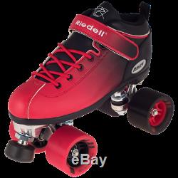 Riedell 2 Tone Dart Black & Red Ombre Quad Roller Speed Skates