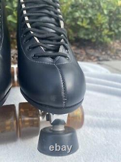 Riedell 220 Black Leather Roller Skates Sure-grip Mens 10