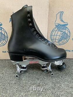 Riedell 220 Black Smooth Leather Roller Skates With Avanti Plates Men's Sz 6
