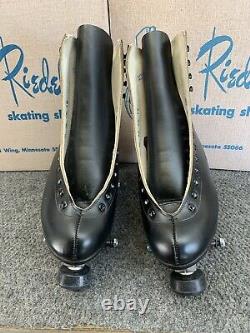 Riedell 220 Black Smooth Leather Roller Skates With Avanti Plates Men's Sz 6