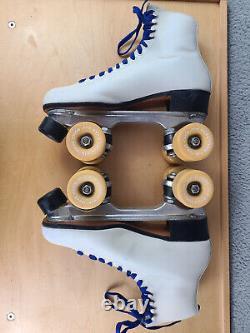 Riedell 220 Red Wing Roller Skates Women 8 White Sure Grip Powell Derby Plates