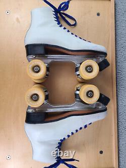 Riedell 220 Red Wing Roller Skates Women 8 White Sure Grip Powell Derby Plates