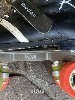 Riedell 265 Speed Roller Skate Boots Sz 7.5 D/B-Rival Plates-radar bullet Wheels