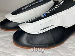 Riedell 395 USA Leather Black White Side Flap Jam Quad Roller Skate Boot 10 A/S