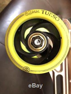 Riedell 595 Speed Skates Powerdyne Arius Roller Bones Turbo Wheels Ceramic 12.5