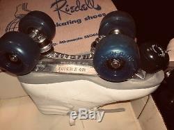Riedell Aerobic Roller Skating shoes, Size 8 Sure-Grip White with Blue heel