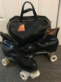 Riedell Black Vintage Rollerskates Chicago Custom GM II 9L MENS WithALL AMER PLUS