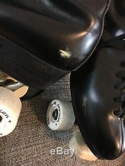 Riedell Black Vintage Rollerskates Chicago Custom GM II 9L MENS WithALL AMER PLUS