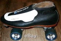 Riedell Black-White Roll-Line Sure-Grip Competitor Frames Speed Skates Size 11.5