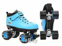 Riedell Blue Dart Quad Roller Derby Speed Skates Bonus 2 Pair Laces Blue & Black