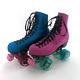 Riedell Custom Pink & Blue Suede Leather Lace Up Roller Skates Size 6 Women