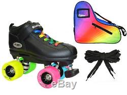 Riedell Dart Double Rainbow Quad Roller Derby Speed Skate LE Rainbow Bag Bundle