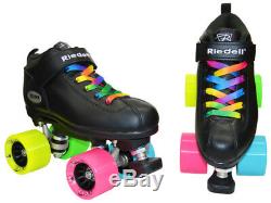 Riedell Dart Double Rainbow Quad Roller Derby Speed Skate with Epic Evolve Wheels