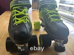 Riedell Dart Lime Green and Black Quad Roller Skates Sz 8 Dart 62MM Wheel