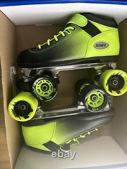 Riedell Dart Lime Green and Black Quad Roller Skates Sz 8 Dart 62MM Wheel