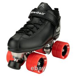 Riedell Dart Quad Roller Derby Speed Skates Black with Red Wheels