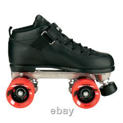 Riedell Dart Quad Roller Derby Speed Skates Black with Red Wheels