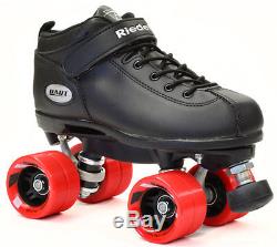 Riedell Dart Quad Speed Skate 4pc Bundle w Bag Toe Plugs & 2pr Laces Red & Black