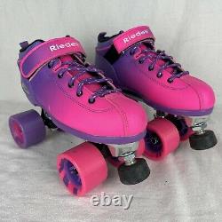 Riedell Dart Size 6 Women's Purple & Pink Fade Roller Skates Fast Excellent