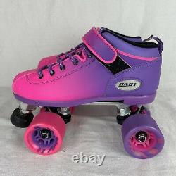 Riedell Dart Size 6 Women's Purple & Pink Fade Roller Skates Fast Excellent