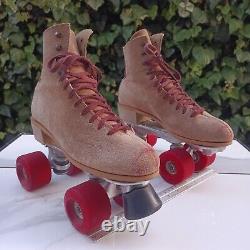 Riedell JOGGER Sure-Grip Suede Roller Skates Men's Size 7 B Tan/Beige