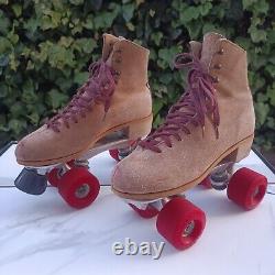 Riedell JOGGER Sure-Grip Suede Roller Skates Men's Size 7 B Tan/Beige