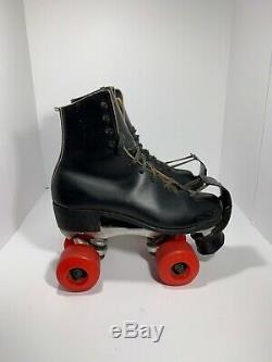Riedell Jogger Sure Grip Old school Roller Skates Size 9.5 Black Leather