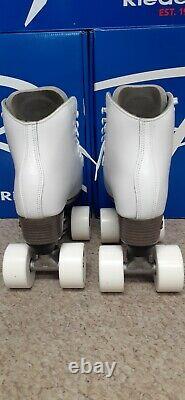 Riedell Leather White Classic Quad Roller Skates Women's Size 10 Varsity Wheels