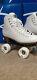 Riedell Leather White Classic Quad Roller Skates Womens Size 5.5 Varsity Wheel