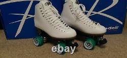 Riedell Leather White Quad Roller Skates Women Size 8.5 Energy Outdoor Wheels