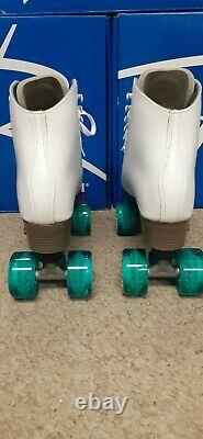 Riedell Leather White Quad Roller Skates Women's Size 10 Energy Outdoor Wheels