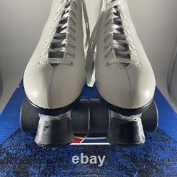 Riedell Model 110 Riva White Leather Roller Skates Sz 9 Medallion Plus Wheels