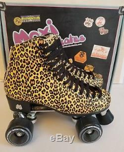 Riedell Moxi Ivy Leopard with Blk Women's Indoor Outdoor Roller Skates Size 8 NIB