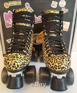 Riedell Moxi Ivy Leopard with Blk Women's Indoor Outdoor Roller Skates Size 8 NIB
