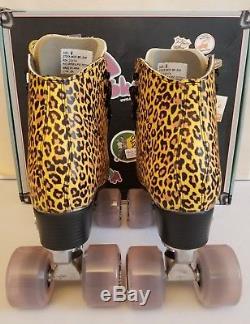 Riedell Moxi Ivy Leopard with Pink Women's Indoor Outdoor Roller Skates Size 8 NIB