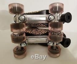 Riedell Moxi Ivy Leopard with Pink Women's Indoor Outdoor Roller Skates Size 9 New