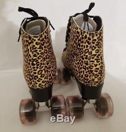 Riedell Moxi Ivy Leopard with Pink Women's Indoor Outdoor Roller Skates Size 9 New