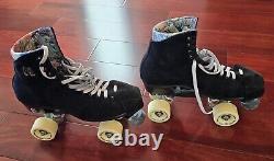 Riedell Moxi Lolly Black Suede Quad Roller Skates Women's Size 9 USA