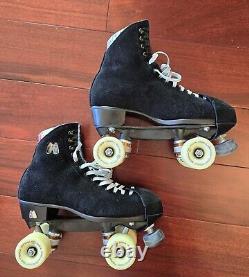 Riedell Moxi Lolly Black Suede Quad Roller Skates Women's Size 9 USA