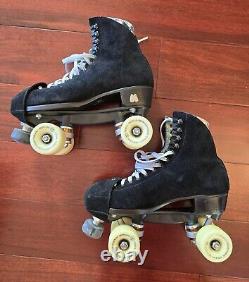 Riedell Moxi Lolly Black Suede Quad Roller Skates Women's Size 9 USA