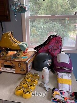 Riedell Moxi Lolly Pineapple Yellow SIZE 10 MEDIUM Quad Suede Roller Skates USA